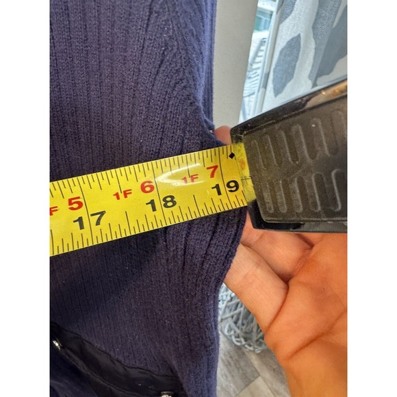 L-RL Ralph Lauren Active Womens Full Zip Ribbed Hooded Navy SweaterJacket Size M - Picture 5 of 10